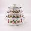 Double Handle Vegetable 3Pcs Enamel Cookware Set With Decoration