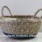 Round sea grass storage basket with handles