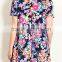 india boutique wholesale dress 95% POLYESTER 5% SPANDEX FLORAL PRINT TRAPEZE TEE DRESS Beach Wear Tunic