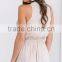 woman V neck crossover playsuit with lace trim latest design summer sexy romper