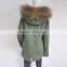 Myfur European Fashion Adults Fur Parka With Faux Fur Lining Real Raccoon Fur Hooded