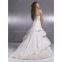 High quality taffeta lace material appliqued beaded ruched bridal wedding gown custom made
