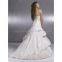 High quality taffeta lace material appliqued beaded ruched bridal wedding gown custom made