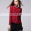 fashion red color bowknot round neck lond sleeves office lady linen shirt blouse