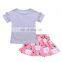 2019 Easter Day Baby Baby Girls  Bunny Easter Outfit Rabbit  ruffle t shirt short sleeve & printed bunny skirt tuu dress set