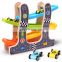 Hot Sell Mini Children Wooden Toys Car With Wheel 2 in 1 Plastic Slide Track Toys with Car