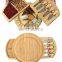 Organic Platter Cutlery Charcuterie Natural Bamboo Cutting Cheese Board With 2 Drawers & Knife Gift Set Serving Tray