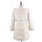 Beige color High quality rex rabbit fur coat with fox fur collar