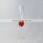 Tulip Shaped Red Heart Champagne Glass