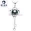 Natural Pearl Pendant 8-9mm Black Tahitian Pearl White Gold Necklace for Wholesale