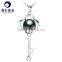 natural pearl pendant 8-9mm black tahitian pearl white gold necklace for wholesale