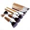 11 Pieces Makeup Brush Set Professional Bamboo Handle Premium Synthetic Kabuki Cosmetics Brushes Kit With Bag