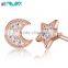 Sterling silver 0.925 star and moon earrings for pretty woman