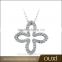 OUXI 2016 korean style wholesale price flower charm AAA zircon diamond necklace design 11483