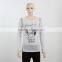 F5W13019 Wholesales Beads Embroidered Printed T Shirts Women White Long Sleeve T Shirts