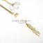 Fashion gold long chain pearl necklace imiation pearl necklace