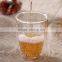 Wholesale heat resistant clear thick glaass coffee cups double wall