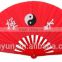 Cheap Metallic fabric kungfu fans,taichi fans with colour printing