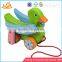 Wholesale lovely wooden pull duck car toy best selling baby pull wooden duck car toy W05B056
