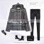 Double-breasted Long Sleeve Women Classic Plaid Black / Apricot / Grey Short Hooded Coat
