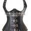 Plus Size Steel Boned Faux Leather Underbust Corset for Women