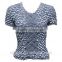Soft smart stretch hot sale cheap women shirt short sleeve pomp tops