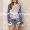 MGOO 2017 New Designs Navy Blue And Grey Raglan Sleeves Cropped Knit Hoodies Tops 180g 100% Cotton Jersey Plain