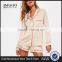 Satin Piped Buttoned Short Pyjama Set Long Sleeve Button Top With Shorts Plain Piping Pajama Set Nude