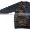 Custom Camo Crewneck Sweatshirt With Black Leather Sleeve Fashion Design Contrast Raglan Sweatshirt OEM