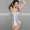 2016 fashion design contrasted color ladies one-piece swimwear