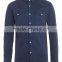 new model Navy blue Double Pocket Twill Long Sleeve Casual Shirt