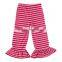 100% Cotton Knit Strip Fabric Single Ruffle Capri Pants