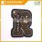 Letter R design sequins embroidered patch/badge for clothing