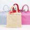 wholesale waterproof colorful jute bag with zipper ,jute gift bag,low cost jute bag