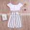 boutique girl's suit short ruffled top matching bloomers with stripes 2pcs Baby Girl suit