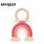 Ins Hot Sale Rainbow Teether Toy Wood Teething Ring For Baby