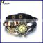 Women's Charm Butterfly Pendants Weave Wrap Around Leather Belt Bracelet Watch BLACK WP008