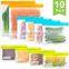 Food-grade reusable silicone food storage bags for sandwich, liquid, snack, meat, vegetable