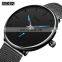 BIDEN 0124 Men Fashion Quartz Movement Watch Simple Casual Style Stainless Steel Minimalist Mesh Band Wristwatch
