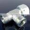 CC/CD-RN Carbon Steel Metric/BSP Male Thread Tee hydraulic pipe fitting with Swivel Nut