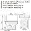 WC-6001 Washdown Two-Piece Toilet with Soft Closing Cover Ramp Down Closer, Water Closet Toilet Bowl