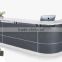 Black curved wooden reception counter front office desk design (SZ-RTB036)