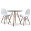 Plastic Emes round coffee table with 4 wood legs,CT-011