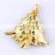 Fashion jewelry gold plated zinc alloy multicolor rhinestone Christmas tree brooch