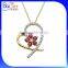 Custom Two Tone White Gold Plated Cubic Zircon CZ Micro Paved 925 Sterling Silver Created Diamond Heart Pendant Wholesale