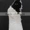 New French Over Lace Sheath Pattern Long Tail Wedding Dress With Slim Straps