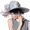 2015 New Arrival Striped Fashion Church Hat Wide Brim Ladies Polyester Hat