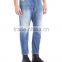 Navy Blue Carrot Shape Women Jeans with Hooked Holes