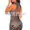 Black Woman Nightclub Sleeveless halter Party Nude Illusion Dreamy Lace Up Back Mini Dress PW- LC22736