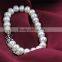 9-10mm AAA pure white gold plated heart shaped clasp simple natural button pearl bracelet